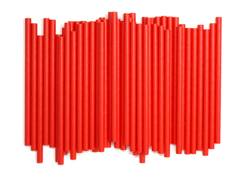 5" Red Paper Straws, Unwrapped