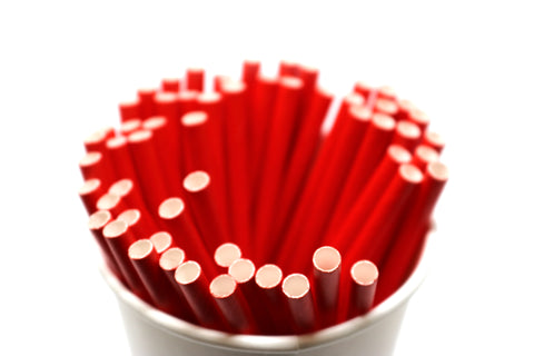 5" Red Paper Straws, Unwrapped