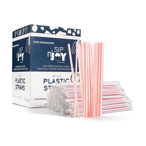 5.75" Cocktail Plastic Straws, Individually Wrapped