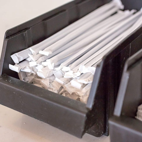 7.75" White Flexible Plastic Straws, Individually Wrapped