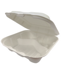 9" Compostable Bagasse 3-Compartment Clamshell Container