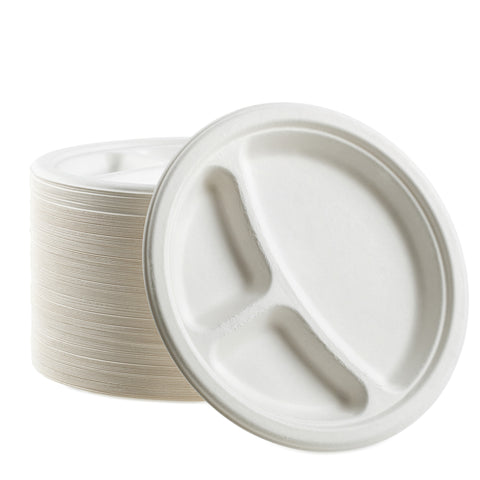 Compostable Bagasse Plates, Bowls & Lids