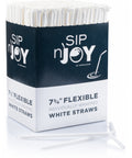 7.75" White Flexible Plastic Straws, Individually Wrapped