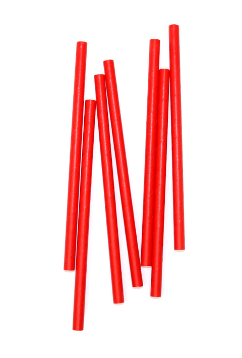 5" Red Paper Straws, Unwrapped