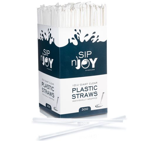 10.25" Giant Clear Plastic Straws, Individually Wrapped