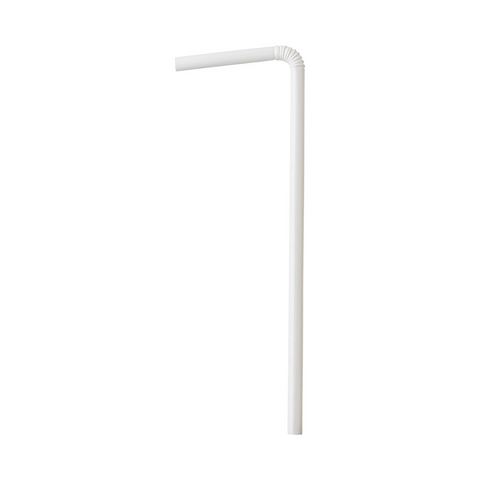 7.75" White Flexible Plastic Straws, Individually Wrapped