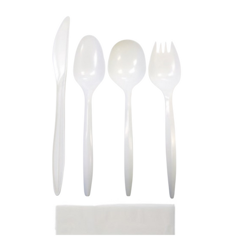 Medium Weight Cutlery Kits, Plastic Wrapped