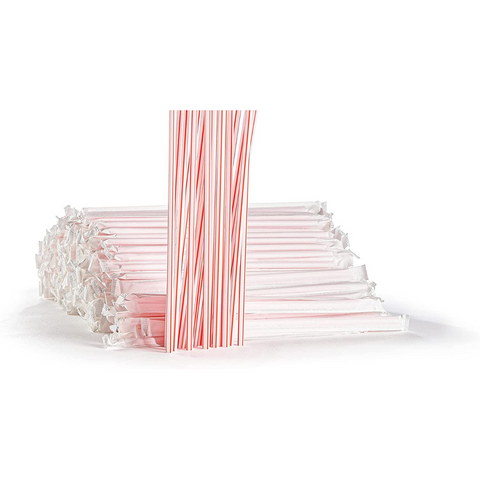 5.75" Cocktail Plastic Straws, Individually Wrapped