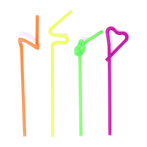 12" Flexible Neon Plastic Straws