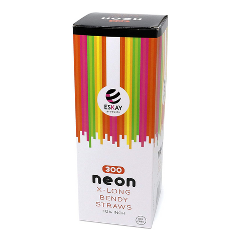 12" Flexible Neon Plastic Straws