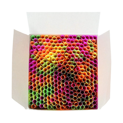 12" Flexible Neon Plastic Straws